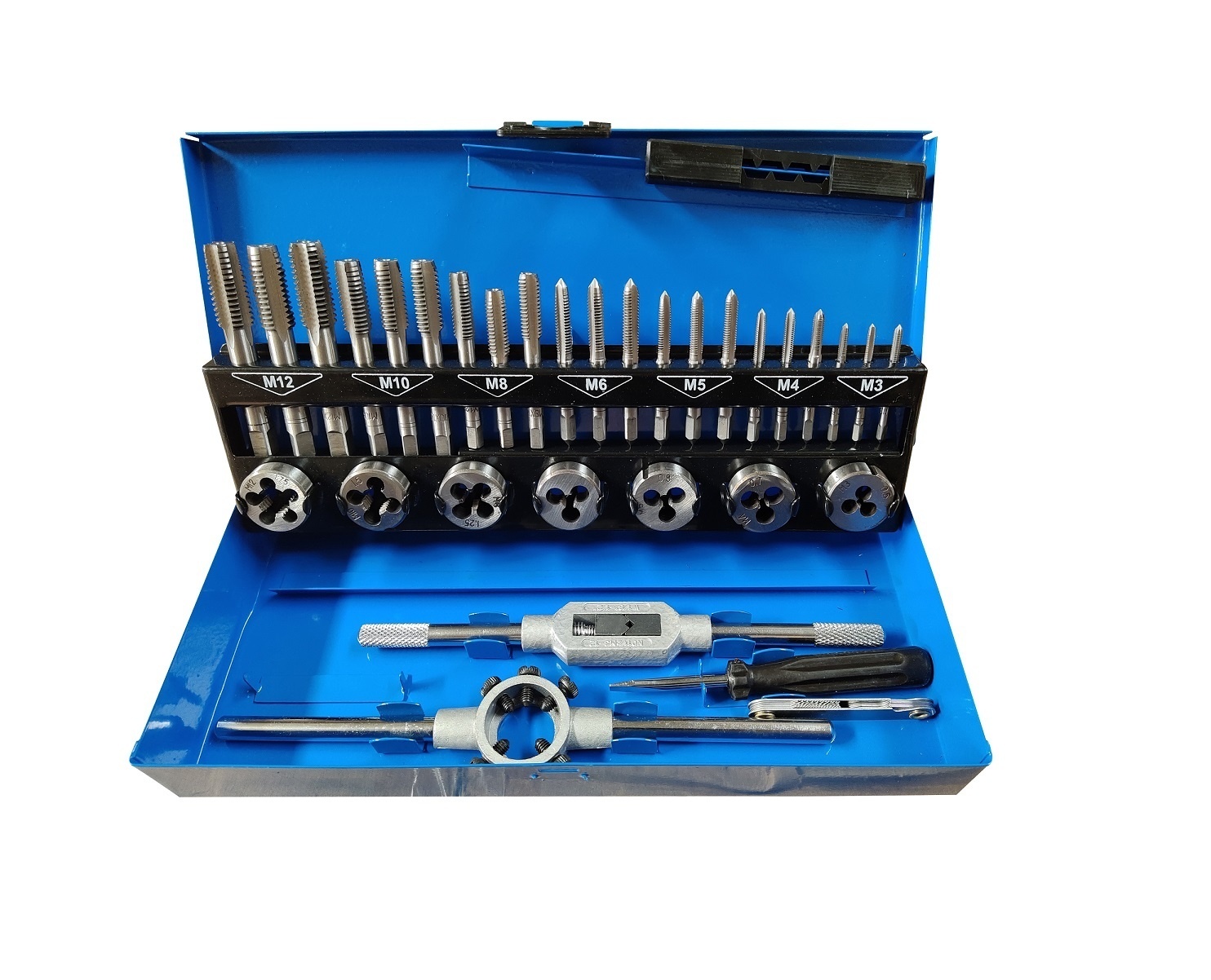 Ensemble de 32 tarauds et filières HSS M3-12 de TM