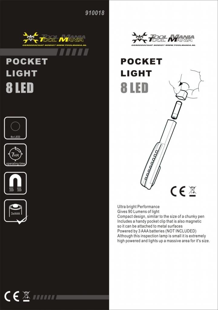 Mini lampe de poche à 8 LED avec base magnétique