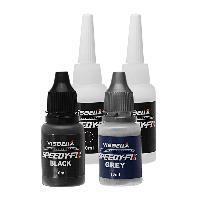 Visbella Speedy-fix est une colle à deux composants, également connue sous le nom de colle cyanoacrylate, qui sèche en quelques secondes.