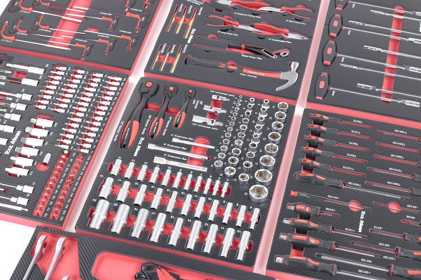 TM Ensemble d'outils de qualité premium de 262 pièces avec finition aspect carbone