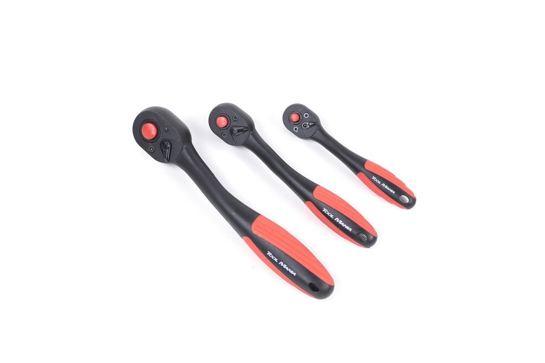 TM Clé à cliquet professionnelle Premium 3/8" de TM avec 72 dents, en rouge et noir