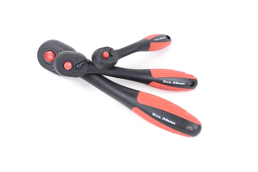 TM Clé à cliquet professionnelle Premium 3/8" de TM avec 72 dents, en rouge et noir