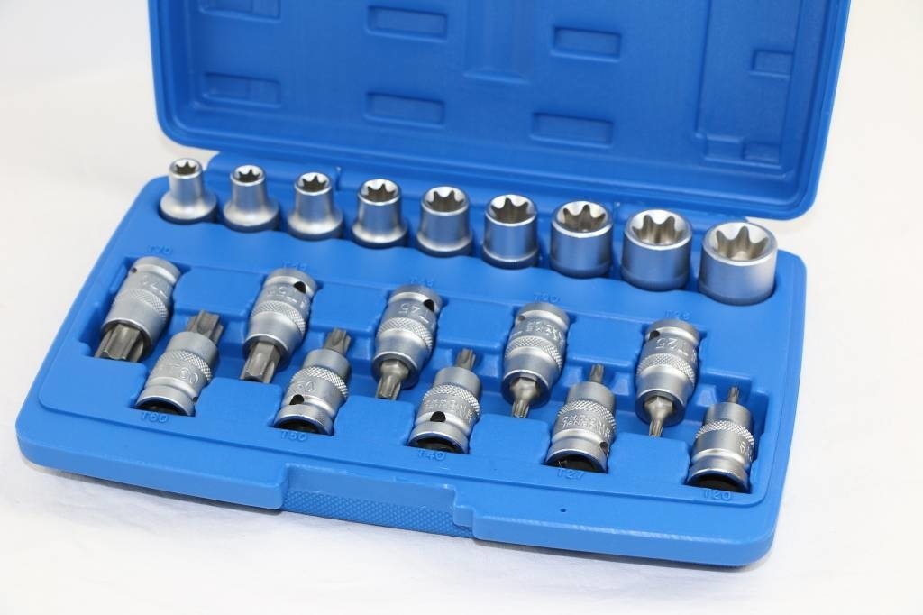 Ensemble de 19 douilles Torx internes et externes de 1/2 pouce de TM.