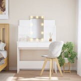 Coiffeuse avec Miroir LED à Luminosité 96x40x142 cm Blanc