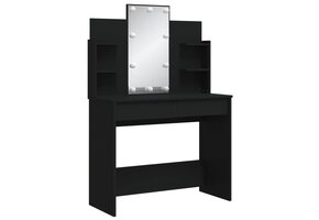 Coiffeuse avec Miroir LED à Luminosité 96x40x142 cm noir