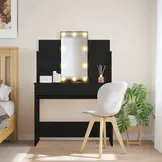 Coiffeuse avec Miroir LED à Luminosité 96x40x142 cm noir