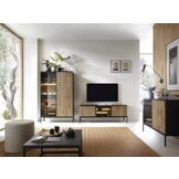 Meuble TV Design moderne avec motif à lattes noir 154 cm