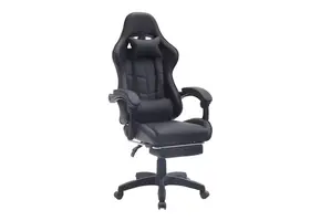Fauteuil Gaming Ergonomique, Dossier Réglable, Support Lombaire Et Appui-tête - Noir