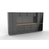 Aménagement d'atelier premium noir avec établi et armoires à outils, 14 pièces
