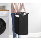 Panier à linge à 3 compartiments, trieur à linge, 114 L, vintage brun et noir