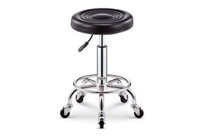 Tabouret de travail noir, tabouret roulant, chaise de travail, petit tabouret