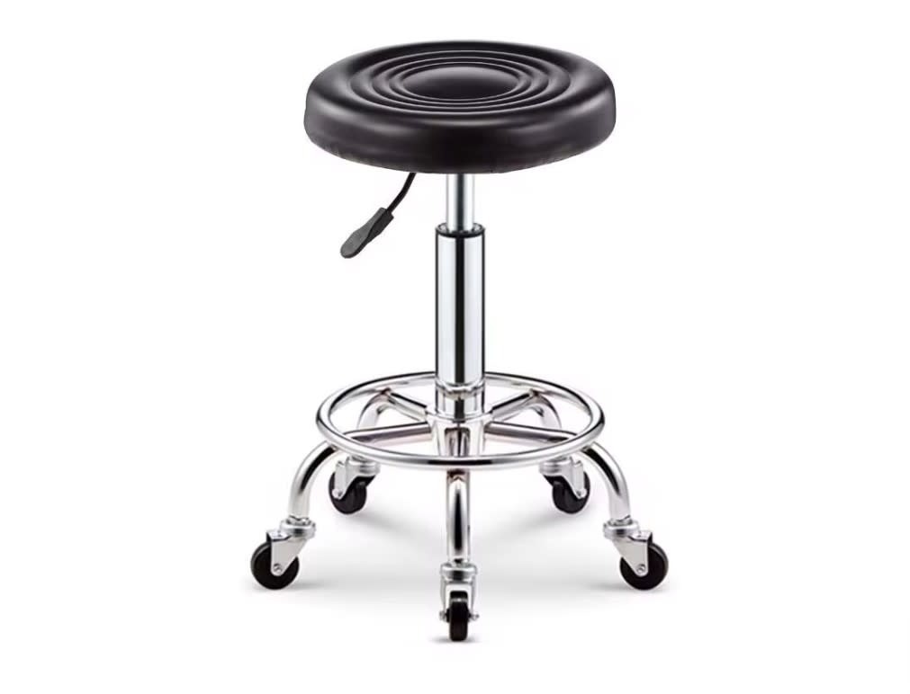 Tabouret de travail noir, tabouret roulant, chaise de travail, petit tabouret