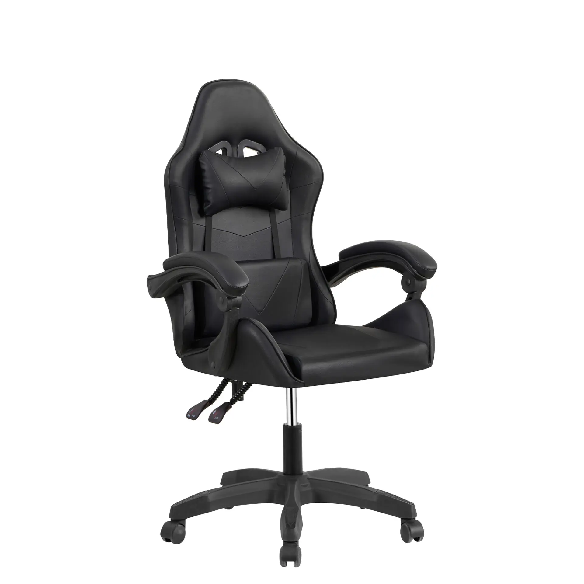 Fauteuil Gaming Ergonomique, Dossier Réglable, Support Lombaire Et Appui-tête - Noir