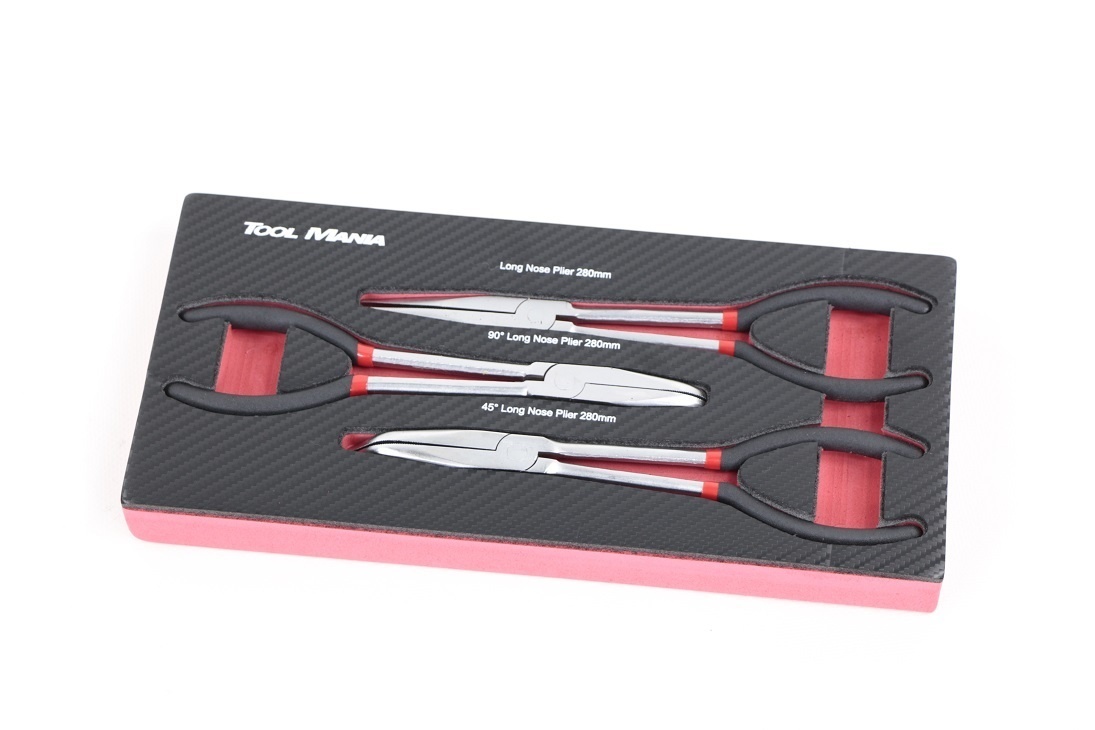 TM Set de pinces 3 pièces, pince à bec effilé, set de pinces avec insert en mousse effet carbone