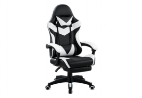 Chaise de bureau ergonomique TM, chaise gaming, noir/blanc, réglable