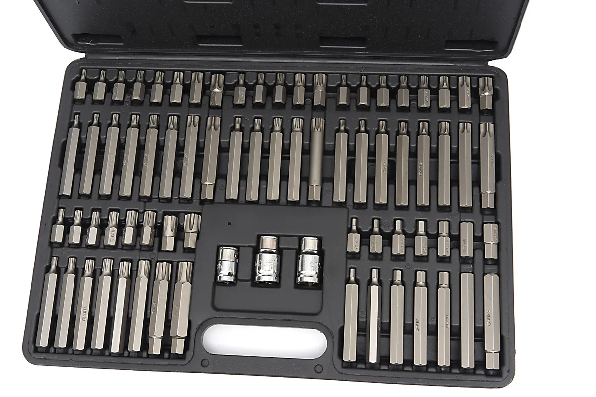 Set de douilles et embouts Allen, Torx, Spline et Ribe 75 pièces