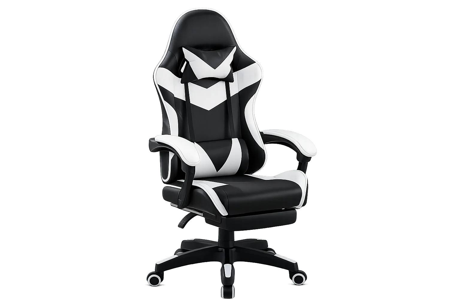 Chaise de bureau ergonomique TM, chaise gaming, noir/blanc, réglable