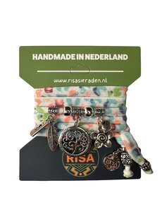  Levensboom groot wit met multicolor print - zilver