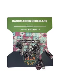  Flower Turquoise-roze - Zilver