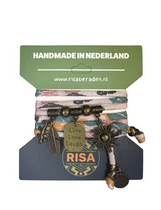  Live Love Laugh zalmroze met bloem - brons