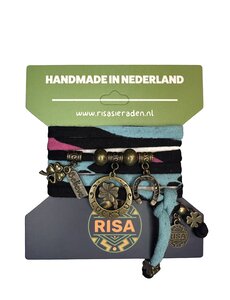  Lucky Zwart-Roze-Turquoise - Brons