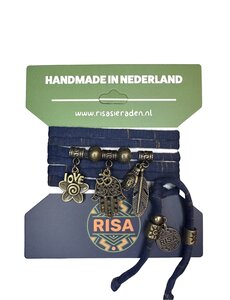  Hamsahand donker blauw-goud - Brons