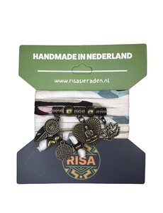  Boeddha Hart wit-roze-blauw  - Brons