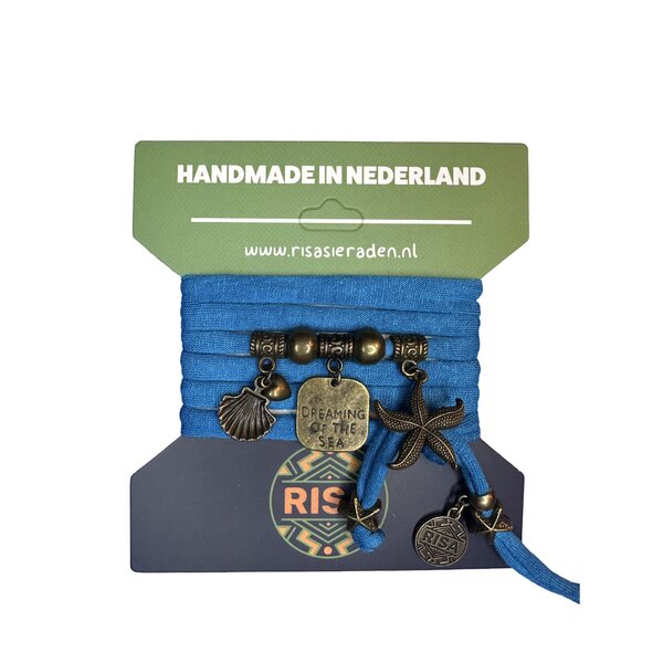 Wikkelarmband Dreaming of the Sea Petrol - Brons | Risa