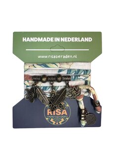  Flower bloemprint blauw-bruin-wit - Brons