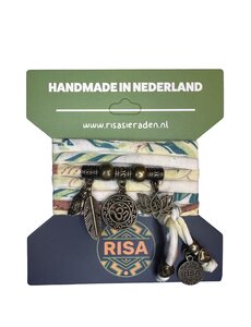  Ohm bloemprint blauw-bruin-wit - Brons