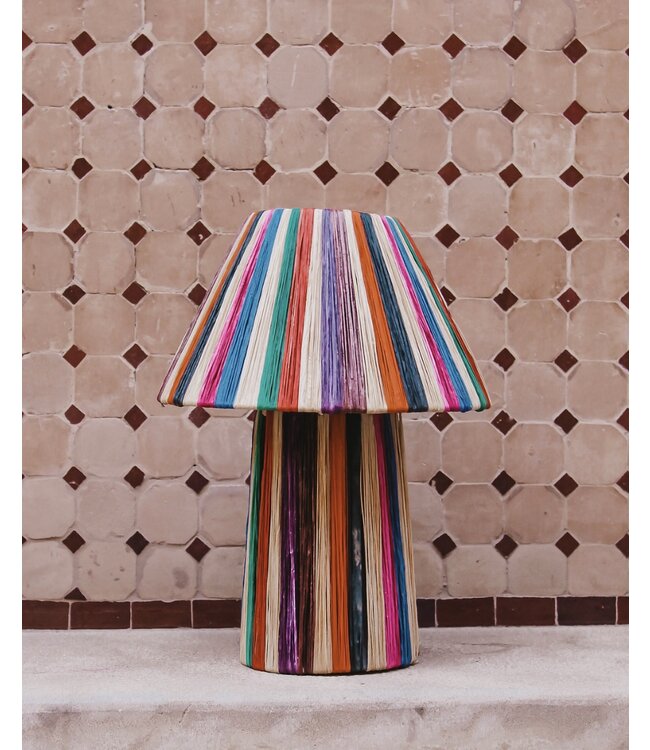 Tafellamp raffia | multicolor S