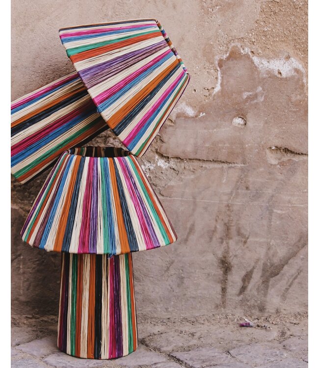 Tafellamp raffia | multicolor S