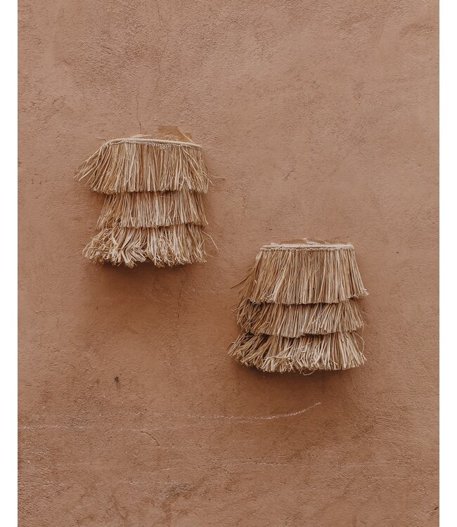 Wandlampenkap raffia naturel fringe