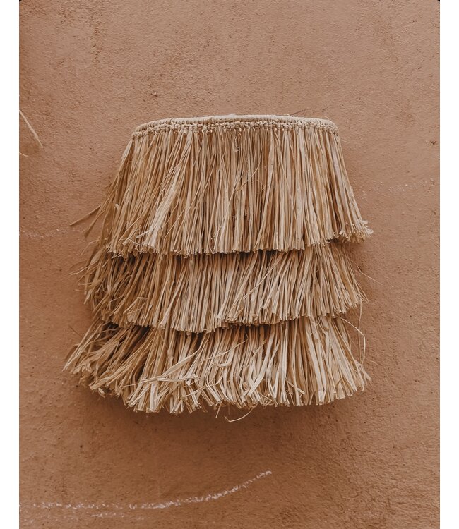 Wandlampenkap raffia naturel fringe