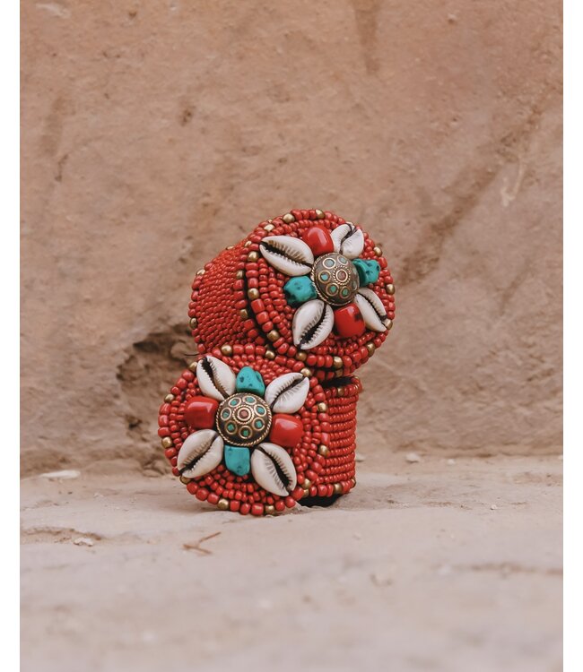 Opbergdoosje met kralen en cowrie schelpen | XS