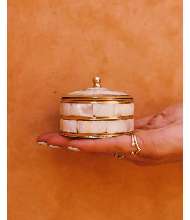 Messing opbergdoosje parelmoer | 3 varianten