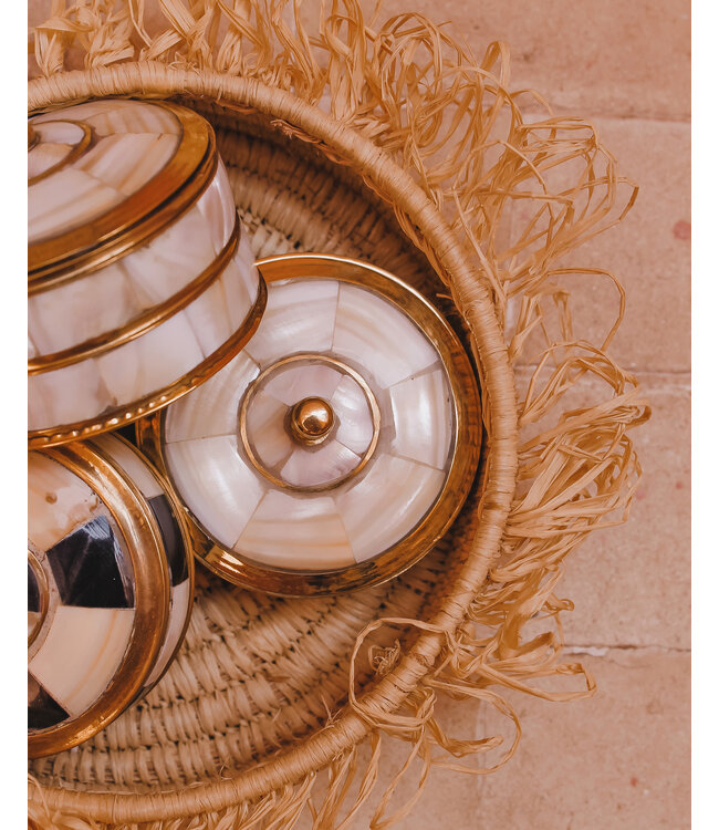 Messing opbergdoosje parelmoer | 3 varianten