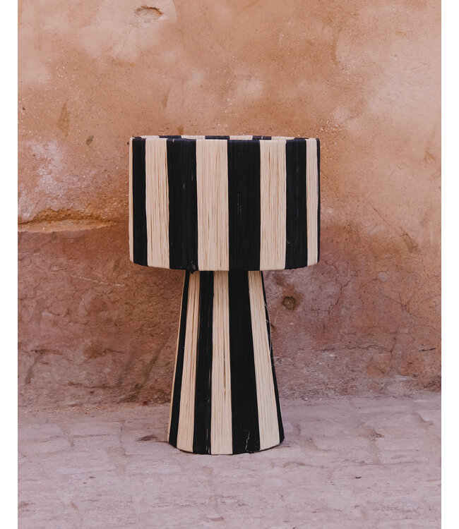 Tafellamp raffia | naturel/zwart M