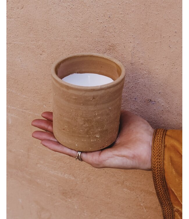 Geurkaars in aardewerk pot | naturel | S & M
