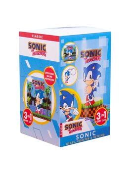 Fizz Creations Sonic the Hedgehog - glas & onderzetter & sleutelhanger - cadeaupakket