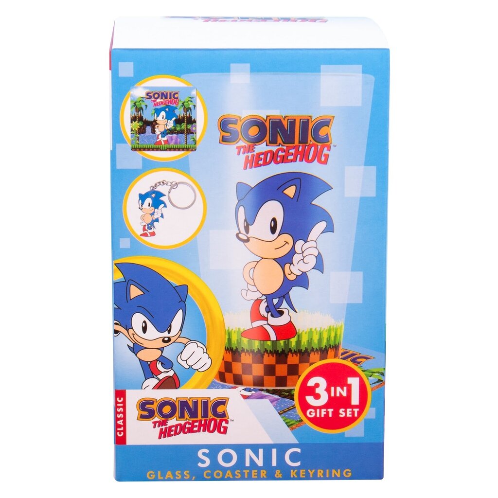 Fizz Creations Sonic the Hedgehog - glas & onderzetter & sleutelhanger - cadeaupakket