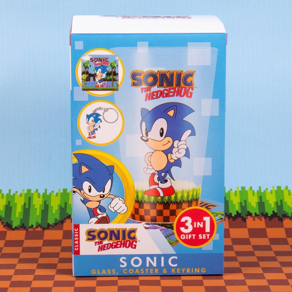 Fizz Creations Sonic the Hedgehog - glass & coaster & key ring - gift set