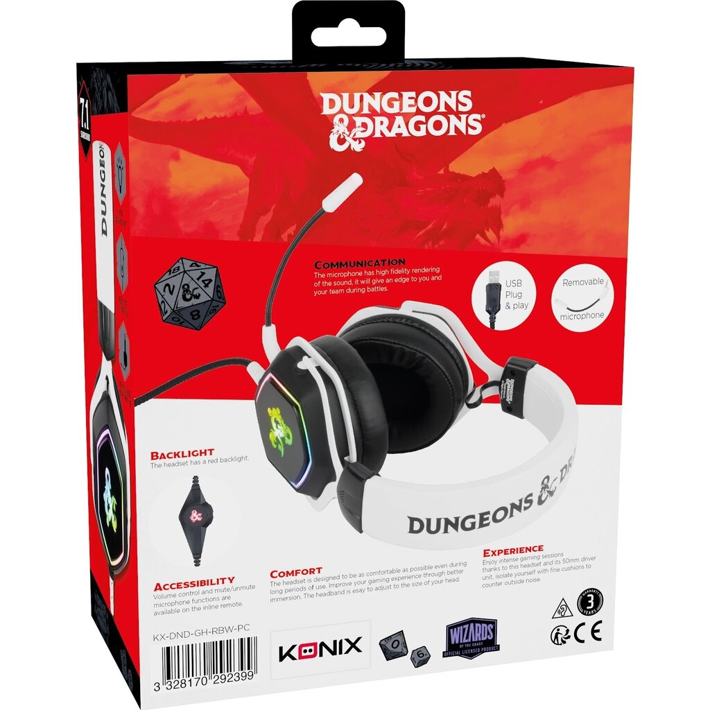 Konix Dungeons and Dragons - pc gaming headset - Rainbow