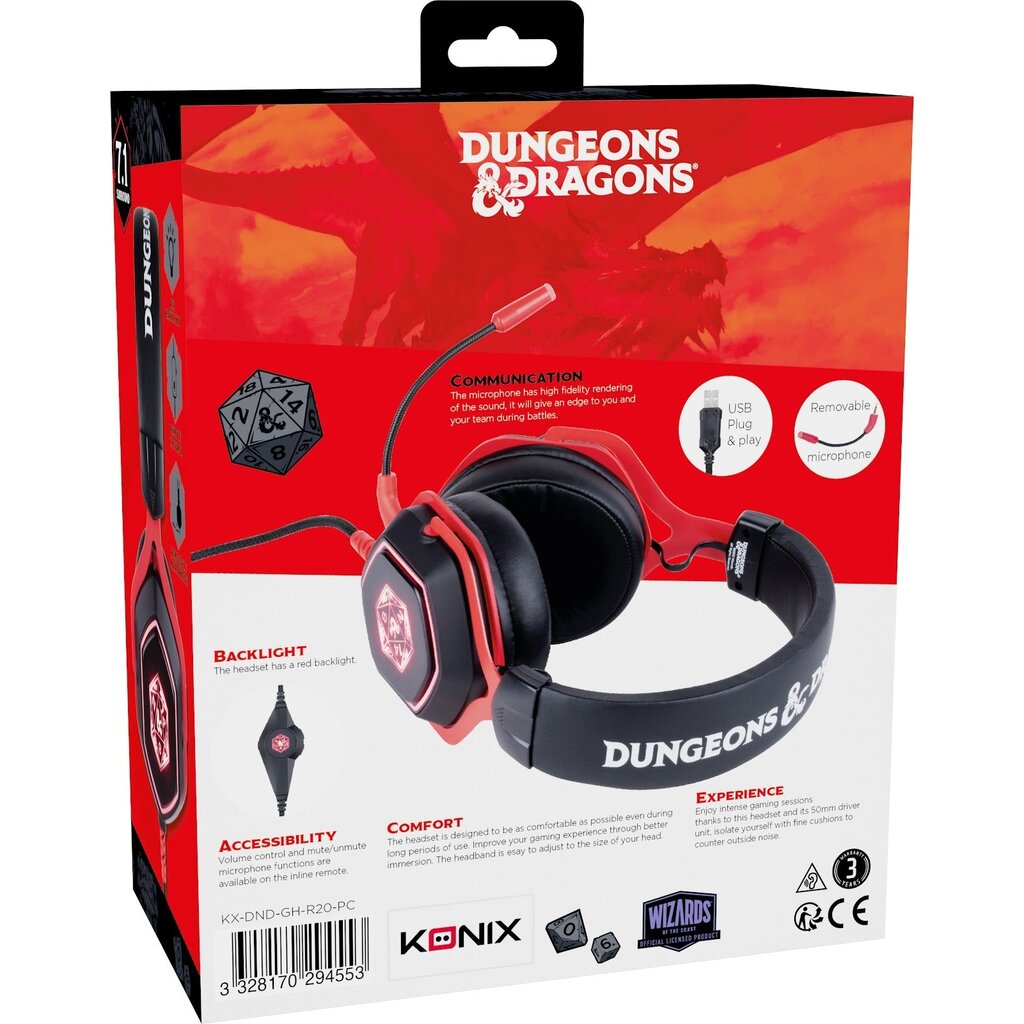 Konix Dungeons and Dragons - pc gaming headset - D20