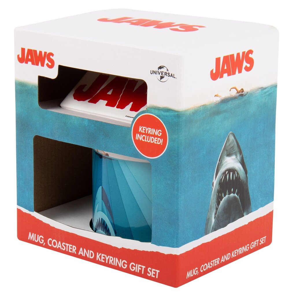 Fizz Creations Jaws - beker & onderzetter & sleutelhanger - cadeaupakket