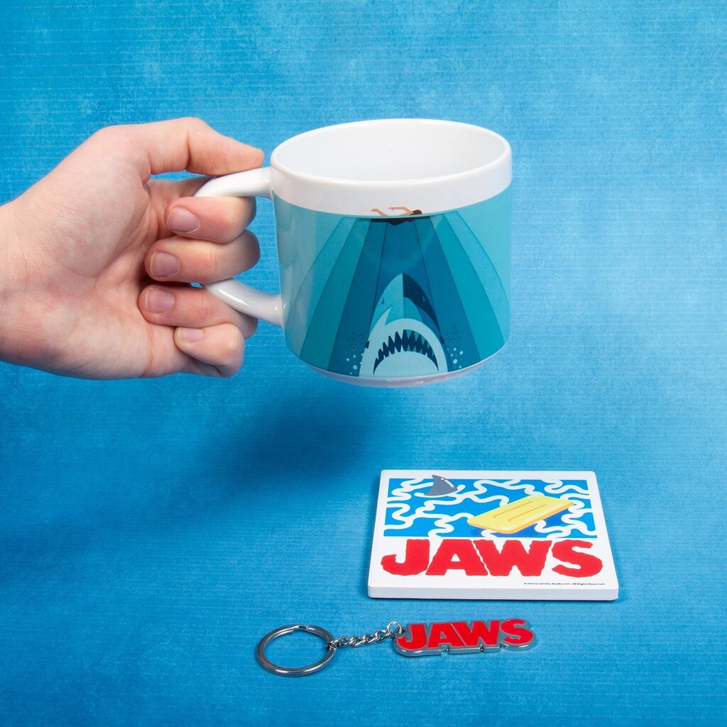 Fizz Creations Jaws - beker & onderzetter & sleutelhanger - cadeaupakket