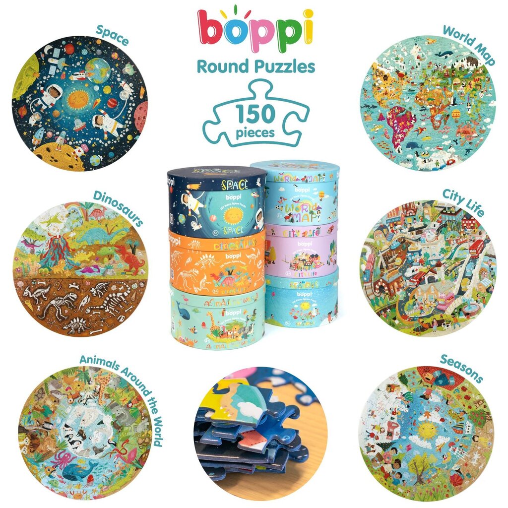 Boppi Boppi - wereldkaart - ronde puzzel - 150 stukjes