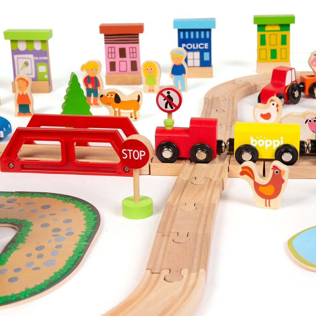 Boppi Boppi - wooden train set with 150 pieces