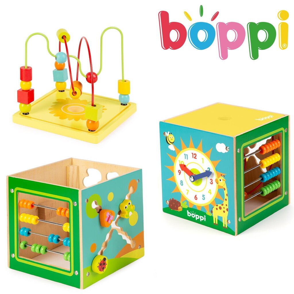 Boppi Boppi - large wooden activity cube (5-in-1)