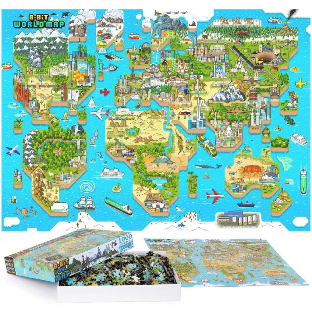 Bopster Bopster - 8-bit desing world map puzzle - 1,000 pieces